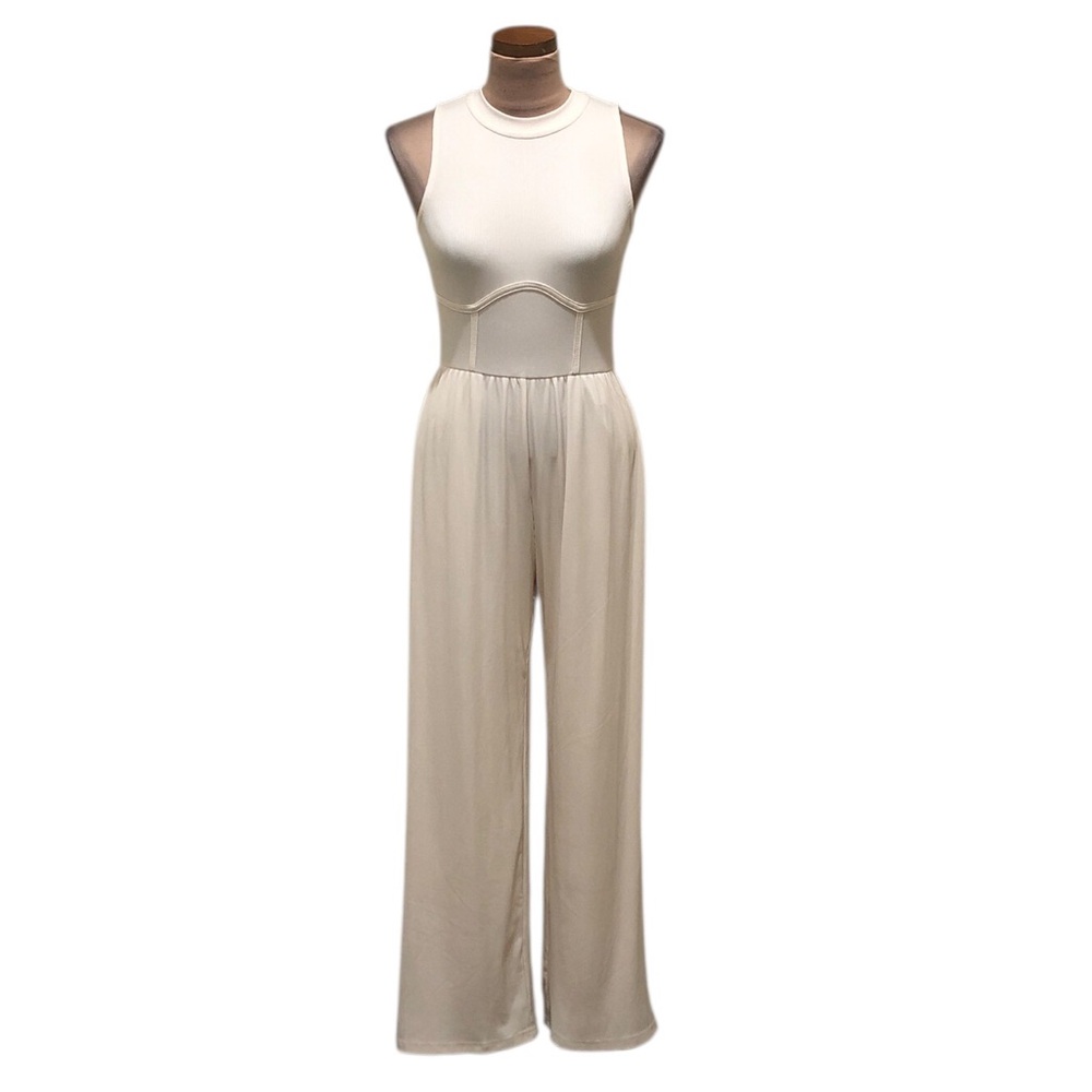 Cider Jumpsuit Size XS Cream Ribbed